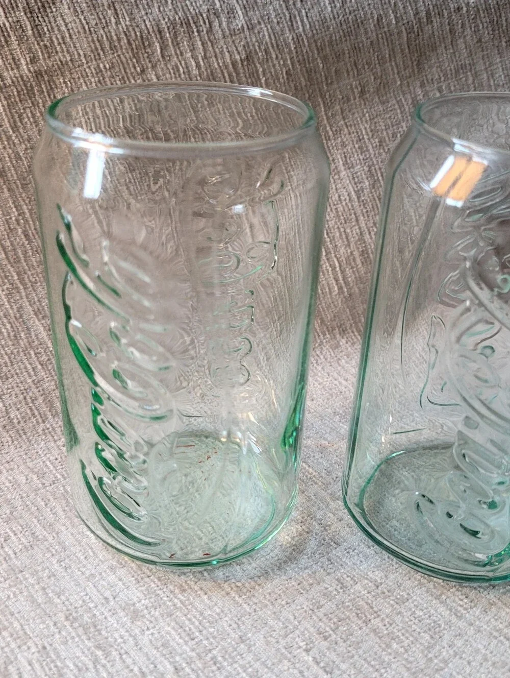 Coca-Cola Embossed Glass Tumbler in Aqua Green